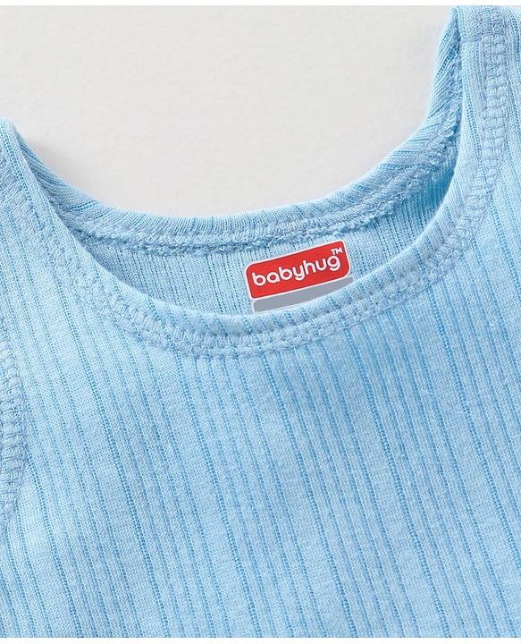 Babyhug Sleeveless Thermal Vests Solid - Blue