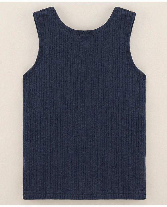 Babyhug Cotton Sleeveless Thermal Vest Solid- Dark Navy