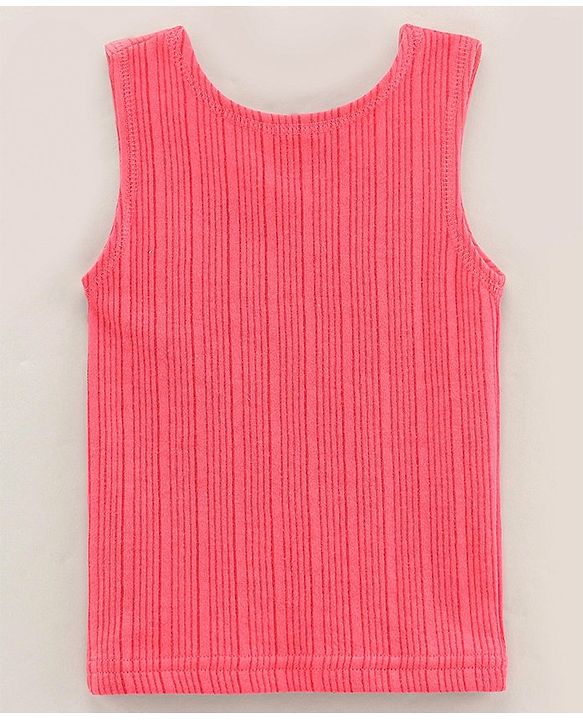 Babyhug Cotton Sleeveless Thermal Vest Solid - Coral