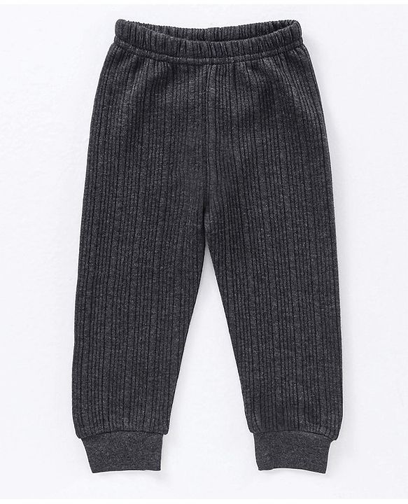 Babyhug Full Sleeves Solid Thermal Wear Set - Dark Grey