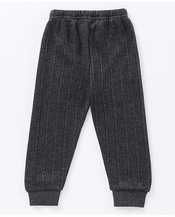 Babyhug Full Sleeves Solid Thermal Wear Set - Dark Grey