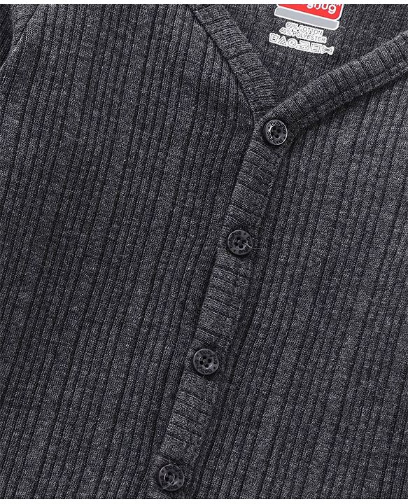 Babyhug Full Sleeves Solid Thermal Wear Set - Dark Grey