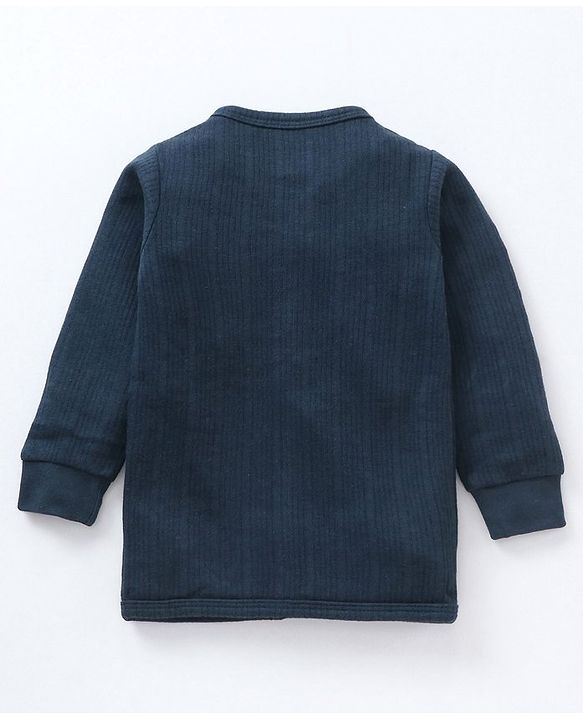 Babyhug Full Sleeves Solid Color Thermal Innerwear Set - Dark Navy