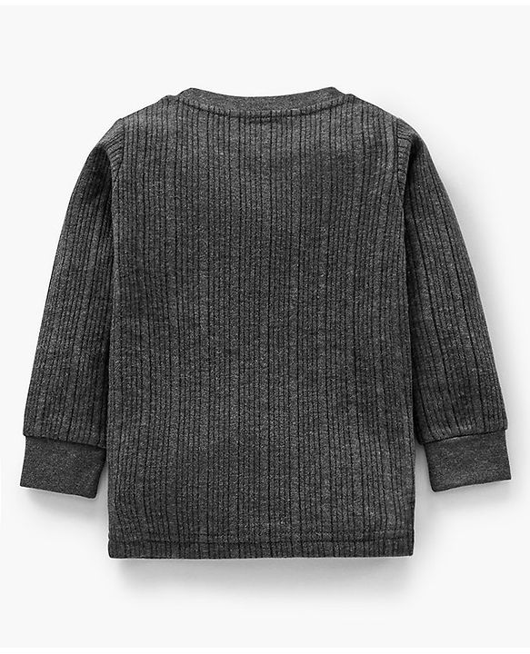 Babyhug Cotton Mix Full Sleeves Solid Thermal Vest - Dark Grey