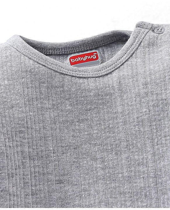 Babyhug Full Sleeves Thermal Inner Wear Solid Colour - Grey