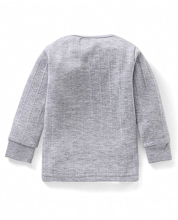 Babyhug Full Sleeves Solid Colour Thermal Vest - Light Grey