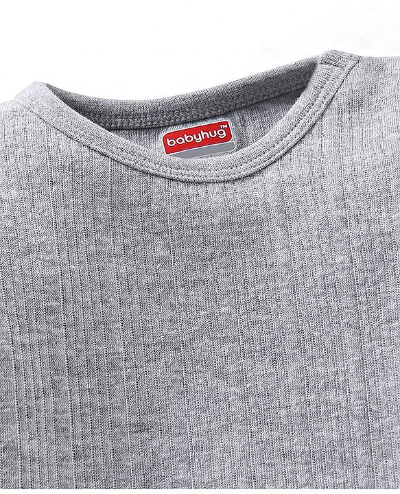 Babyhug Full Sleeves Solid Colour Thermal Vest - Light Grey