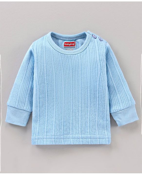 Babyhug Full Sleeves Solid Color Thermal Vest - Blue