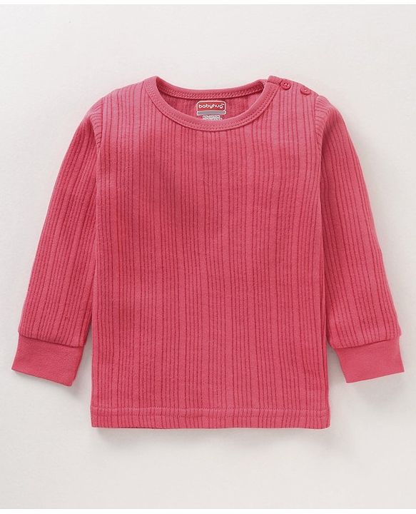 Babyhug Full Sleeves Solid Color Thermal Vest - Coral