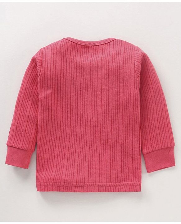 Babyhug Full Sleeves Solid Color Thermal Vest - Coral