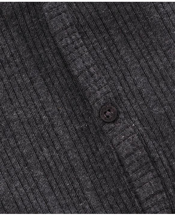 Babyhug Full Sleeves Front Open Thermal Vest Solid- Dark Grey