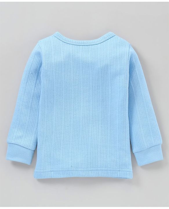 Babyhug Full Sleeves Thermal Vest Solid Striped Texture - Blue