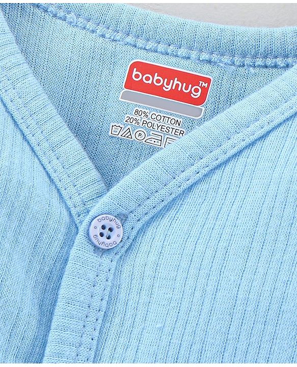 Babyhug Full Sleeves Thermal Vest Solid Striped Texture - Blue