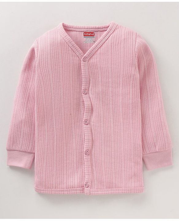 Babyhug Full Sleeves Solid Color Thermal Vest - Pink