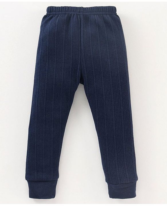Babyhug Full Length Solid Thermal Pant - Dark Navy Blue