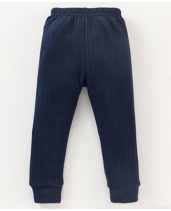 Babyhug Full Length Solid Thermal Pant - Dark Navy Blue