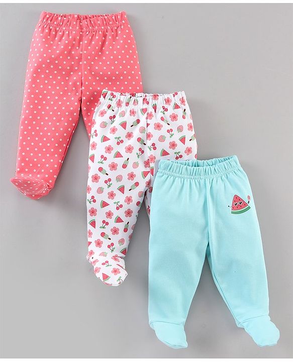 Babyhug Cotton Bootie Leggings Multi Printed Pack of 3 - Multicolour