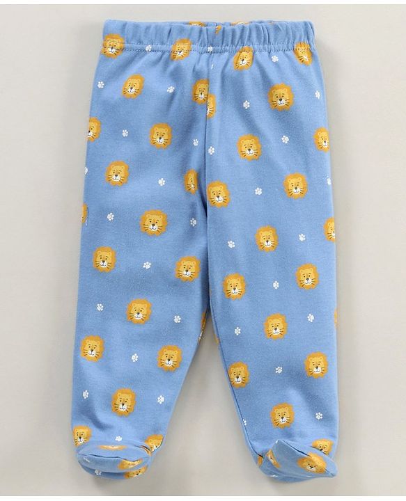 Babyhug Cotton Striped Bootie Leggings Lion Face Print Pack Of 3 - Multicolor