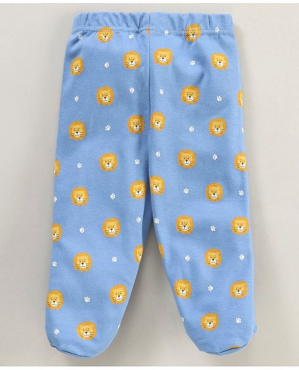 Babyhug Cotton Striped Bootie Leggings Lion Face Print Pack Of 3 - Multicolor