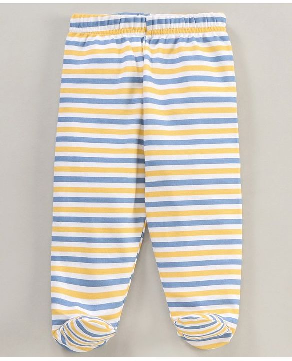 Babyhug Cotton Striped Bootie Leggings Lion Face Print Pack Of 3 - Multicolor