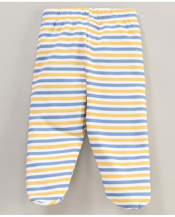 Babyhug Cotton Striped Bootie Leggings Lion Face Print Pack Of 3 - Multicolor