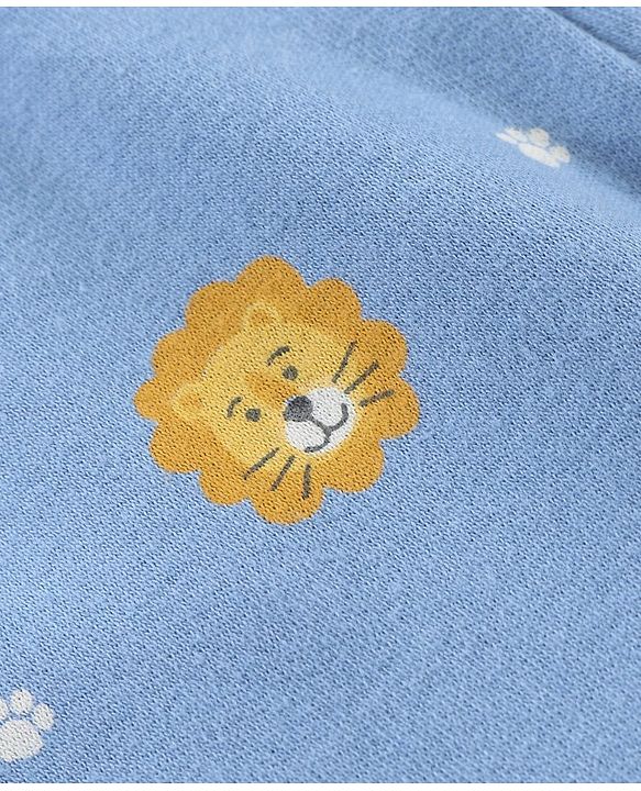 Babyhug Cotton Striped Bootie Leggings Lion Face Print Pack Of 3 - Multicolor