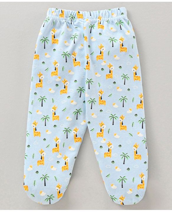 Babyhug 100% Cotton Bootie Leggings Striped Pack of 3 - Blue