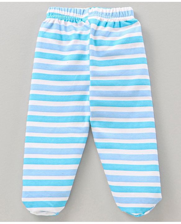Babyhug 100% Cotton Bootie Leggings Striped Pack of 3 - Blue