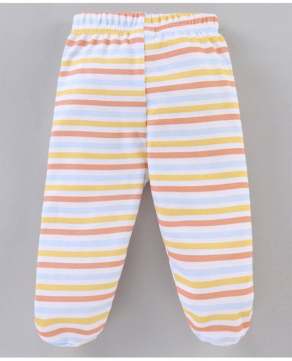 Babyhug Cotton Knit Striped & Zebra Printed Bootie Leggings Pack of 3 - Multicolour
