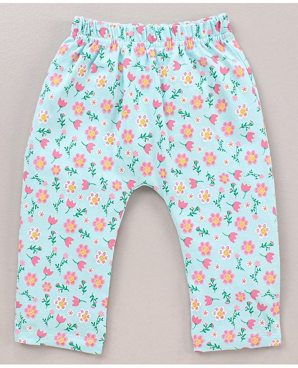 Babyhug Cotton Knit Full Length  Diaper Leggings Solid and Floral Printed Pack of 3 - Pink Yellow White