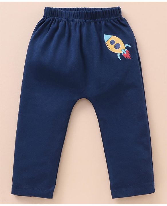 Babyhug Cotton Full Length Striped Diaper Pants Space Print Pack of 3 - Multicolor