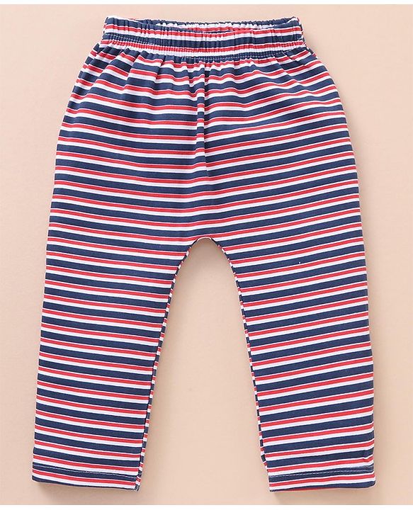 Babyhug Cotton Full Length Striped Diaper Pants Space Print Pack of 3 - Multicolor