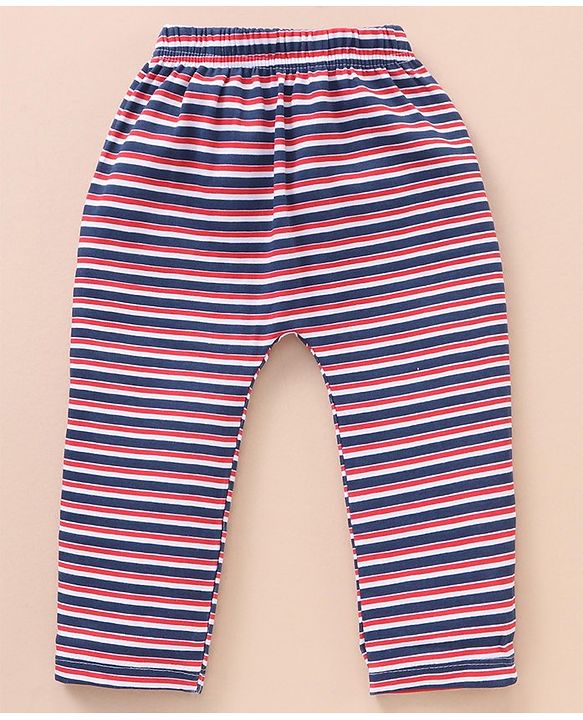 Babyhug Cotton Full Length Striped Diaper Pants Space Print Pack of 3 - Multicolor