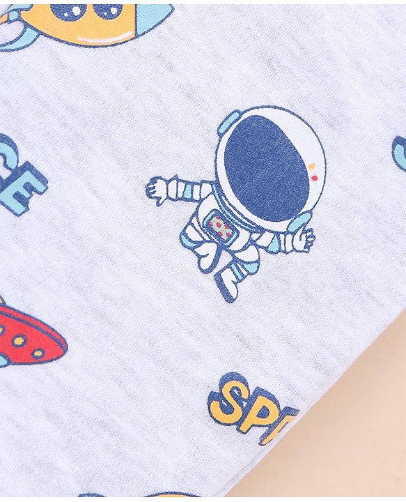 Babyhug Cotton Full Length Striped Diaper Pants Space Print Pack of 3 - Multicolor