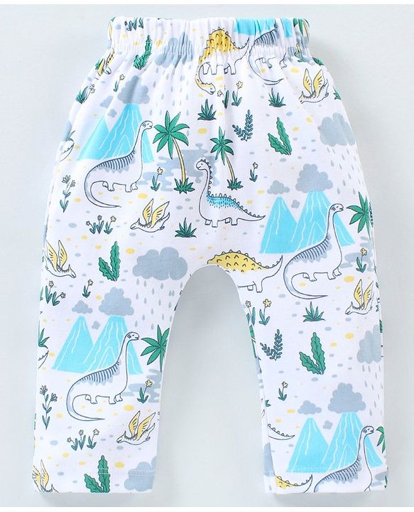 Babyhug Diaper Leggings Dino Print Pack of 3 - Sky Blue Multicolour