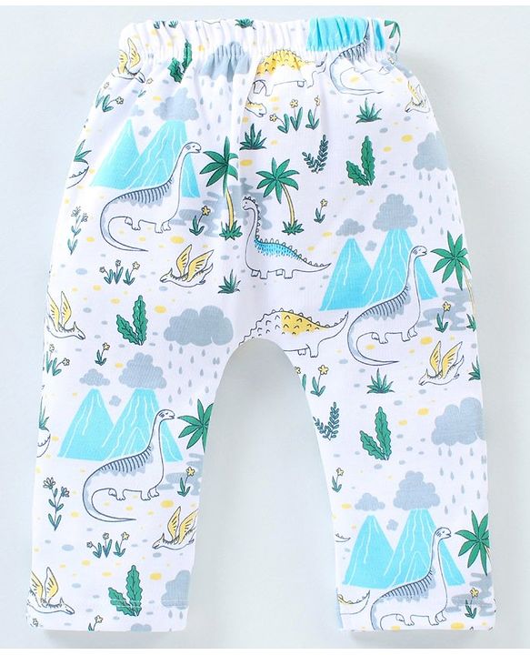 Babyhug Diaper Leggings Dino Print Pack of 3 - Sky Blue Multicolour