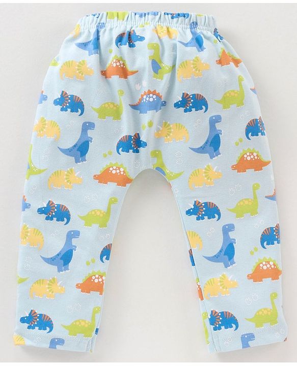 Babyhug Full Length Diaper Leggings Stripes & Dino Print Pack Of 3 - Multicolor