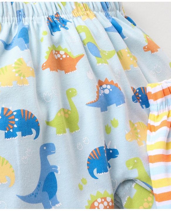 Babyhug Full Length Diaper Leggings Stripes & Dino Print Pack Of 3 - Multicolor