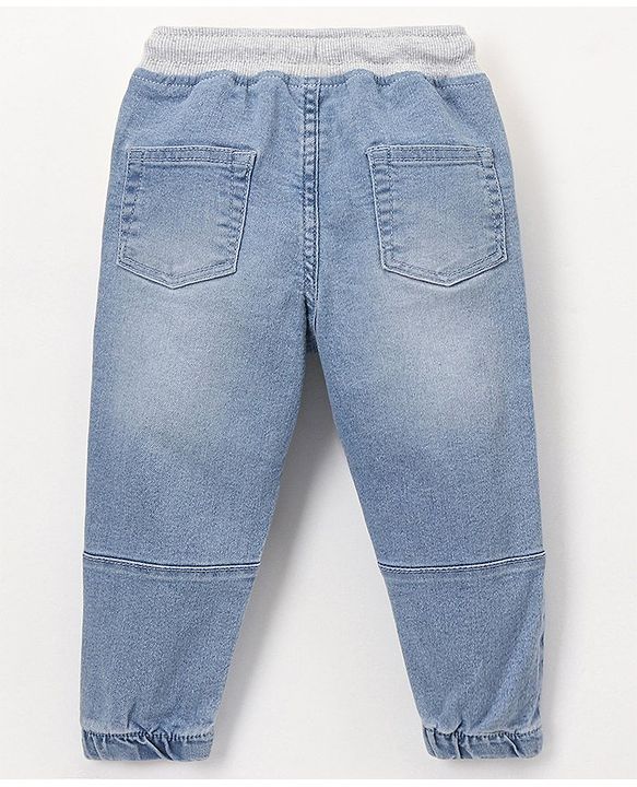 Babyhug Cotton Full Length Stretchable Denim Jeans Solid- Blue