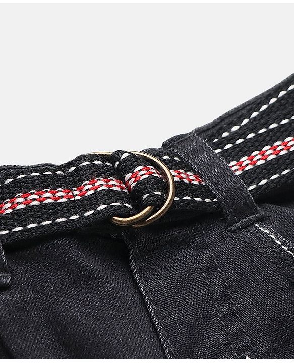 Babyhug Cotton Stretch Length Washed Denim Jeans - Black