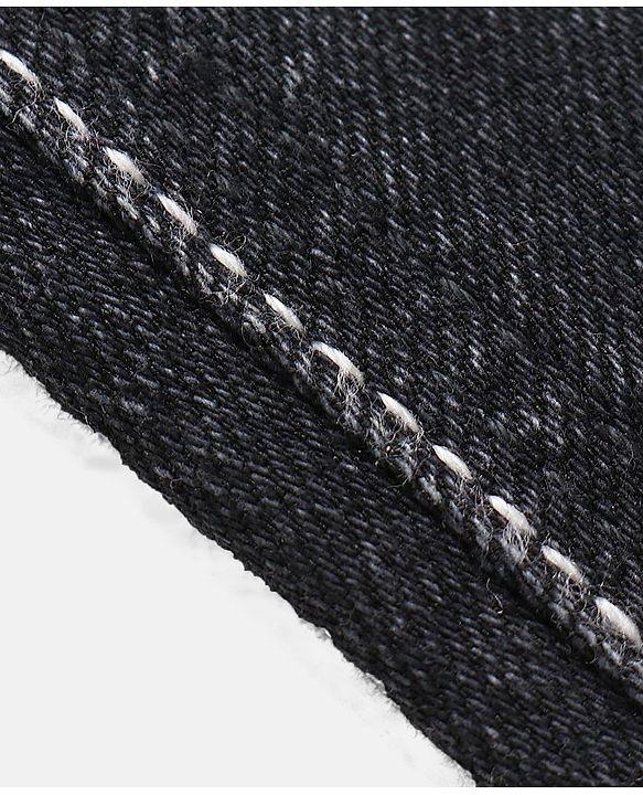 Babyhug Cotton Stretch Length Washed Denim Jeans - Black