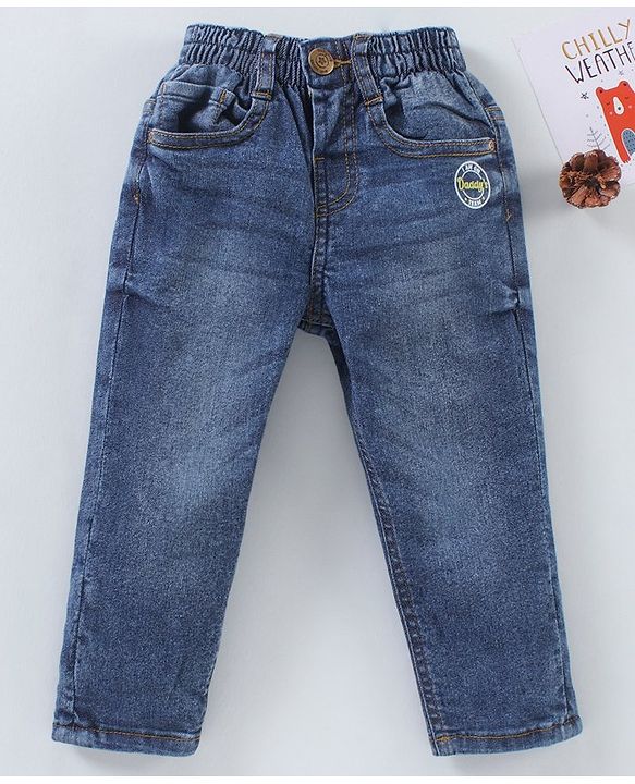 Babyhug Full Length Washed Denim Jeans - Blue