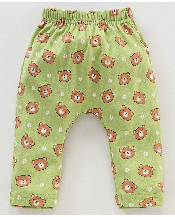 Babyhug Full Length Cotton Diaper Leggings Striped and Bear Print Pack of 3 - Multicolour