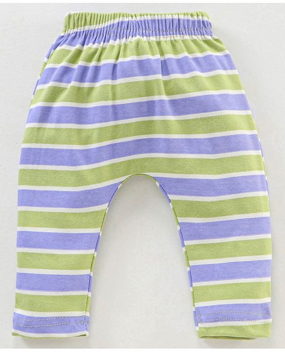 Babyhug Full Length Cotton Diaper Leggings Striped and Bear Print Pack of 3 - Multicolour