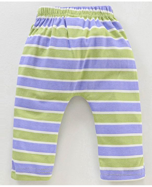 Babyhug Full Length Cotton Diaper Leggings Striped and Bear Print Pack of 3 - Multicolour