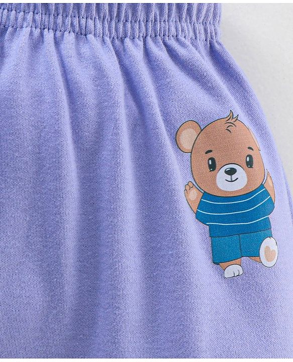 Babyhug Full Length Cotton Diaper Leggings Striped and Bear Print Pack of 3 - Multicolour