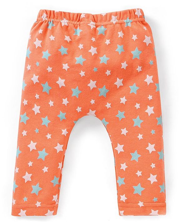 Babyhug Cotton Full Length Striped & Stars Printed Diaper Pants Pack of 3 - Red Blue & Grey