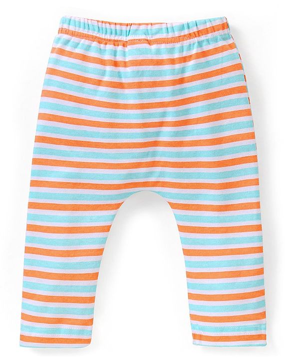 Babyhug Cotton Full Length Striped & Stars Printed Diaper Pants Pack of 3 - Red Blue & Grey