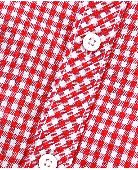 Babyhug Cotton Full Sleeves Checks Shirt & Solid Trousers - Red Brown