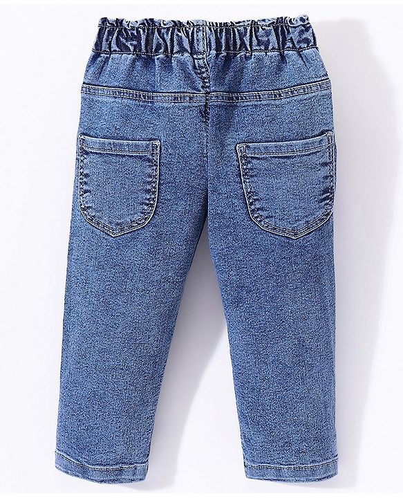 Babyhug Denim Full Length Stretchable Jeggings Solid Color - Blue